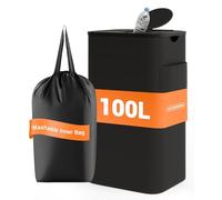 YOUDENOVA 100L Collecteur de bouteilles consignées avec couvercle & étanche aux odeurs, poubelle de cuisine, stockage des bouteilles vides & verre, support de sac poubelle pour débarras, noir