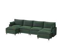 YOUDENOVA Canapé d'angle modulaire en forme de U avec housse en velours côtelé, 4 places, vert