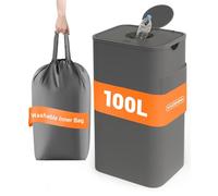 YOUDENOVA Conteneur de collecte pour bouteilles consignées 100L avec couvercle étanche aux odeurs, poubelle de cuisine, collecteur de bouteilles vides et verre recyclé, conteneur de recyclage, support