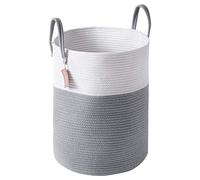 YOUDENOVA Corbeille à Linge Panier à Linge Panier de Rangement Panier Linge Sale Corde en Coton 38cm(D) x50cm(H) Gris