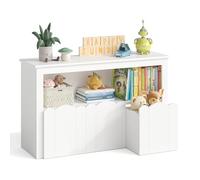 YOUDENOVA Étagère pour enfant, meuble de chambre d'enfant, avec 3 boîtes, rangement de jouets sur roulettes, 102,2 x 33 x 61,5 cm, rangement de chambre d'enfant pour livres d'images, livres d'histoire