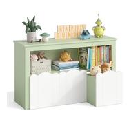 YOUDENOVA Étagère pour enfant, meuble de chambre d'enfant, avec 3 boîtes, rangement de jouets sur roulettes, 102,2 x 33 x 61,5 cm, rangement de chambre d'enfant pour livres d'images, livres d'histoire