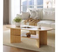 YOUDENOVA Table basse ovale en bois moderne, table d'appoint pour salon, table à café, petite table pour salon, en chêne naturel, 120 x 60 x 40 cm