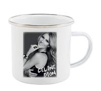 Youdesign FR Tasse Rétro en métal émaillé imprimé humour illustration Celine dion - Acier inoxydable - 300 ml - Ronde - Réutilisable - Passe au micro onde - Maison, Activités de plein air
