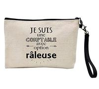 Youdesign Sac à crayons et maquillage lin imprimé citation Je suis comptable avec option râleuse ref 384