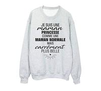 YouDesign Sweat shirt imprimé humour citation Je suis une maman princesse comme une maman normal mais plus belle ref 2611 - S