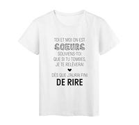 YouDesign T-Shirt imprimé citation humour soeur si tu tombes je te releverai apres avoir fini de rire ref 2510 Fabriqué en France - M