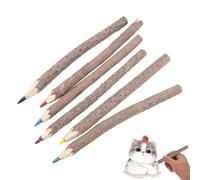 Youding Crayons En Bois | Crayons en Bois en Forme de Branchette - Ensemble de 6 Outils de Dessin Naturels Vintage pour École, Fête, Bureau, Écriture, Camping, Événement et Activités Artistiques