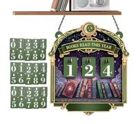 Youding Panneau « Books Read This Year » - Décoration de table en bois - 30 plaques d'immatriculation - Affichage de comptoir - Ornement minimaliste de bibliothèque - Tableau cadeau littéraire pour