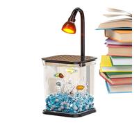 Youding Petit Aquarium pour Poisson Betta,Petits Aquariums avec Éclairage Ambiance | Décoration Bureau Silencieuse Écosystème Clair pour Maison Bureau Extérieur Table avec Crevettes et Crabes