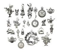 YoudiylaUK WM077 Lot de 40 breloques en argent antique Alice au pays des merveilles pour le thé, steampunk victorien