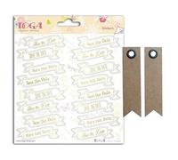 Youdoit Stickers Mariage Save The Date 15 x 15 cm + 20 étiquettes Kraft Fanion