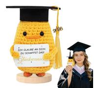 YOUDRN Cadeau de remise de diplôme 2026 - Canard positif - Porte-bonheur - Fait à la main - Avec chapeau de docteur - Cadeau pour collègues, amis