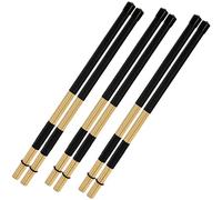 YOUEON Lot de 3 paires de baguettes Hot Rods en bambou de 40.6 cm, fabriquées avec 19 chevilles en bambou, brosses de batterie, baguettes 5A pour jazz, petit lieu et performance acoustique, noir