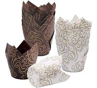Youery 100 Pièces Tasses de Papier de Cuisson de Tulipe, Caissettes pour Muffin Cupcake, Moule et Décoration de Pâtisserie
