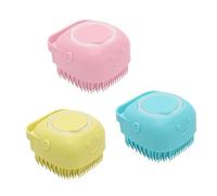 Youery 3 pièces Brosse de bain pour chien et chat en caoutchouc de silicone, Brosse de massage en silicone pour chiot, Brosse de Bain en Silicone pour Chiens et Chats avec Stockage de Shampooing