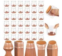 Youery 32 pièces 18-25mm Protection Pied de Chaise, Protege Pied de Chaise Silicone, Protections de Sol en Silicone Transparent pour Pieds de Chaise avec Patins en Feutre (S)