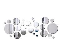 Youery 32 Pièces Miroir Murale Rond Carrelage Feuilles Muraux Flexible Stickers Décoratif Décoration Salle de Bain Autocollants Miroirs Décoration de la Maison
