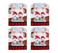 Youery 4PCS Housse De Chaise Noël, Décoration de Noël, Dossier Chaise Noël Lavable, Protection Chaise Universelle avec Motif Père Noël pour Salle à Manger, Cuisine, Hôtel, Fête