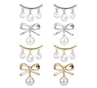 Youery 8 Pièces Mode Broche de Perle Simulée Épingle ，Femmes Arcs Décoratifs Clips De ，pour la Fixation de Pull, Châles et Robes, Épingles de Sûreté pour .2 Styles, Or et Argent.