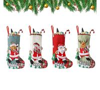 Youery Chaussette de Noel,Chaussettes de Noël à Suspendre,4PCS Bas de Noël Botte de Noël Suspendre Bas Chaussettes Christmas Stocking Bas de Noël Sac Cadeau Suspendue Bonbons