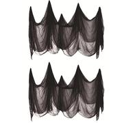 Youery Gaze Noir d'halloween, 2 Drap Noir Effrayant Halloween, Gaze Spooky, Chiffon Effrayant, Rideau d'horreur pour Salle de Fête en Plein air Maison Hantée Portes d'Entrée à l'Extérieur,200 x 500 cm