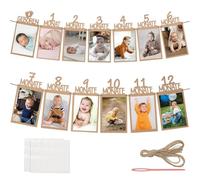 Youery Guirlande Anniversaire 1 an, Bébé Photo Bannière 1 a 12 Mois, Photo Milestone Décorations d'anniversaire Guirlande Kraft Marron Décoration Première Anniversaire pour Garçon Fille