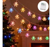 Youery Guirlande lumineuse LED en forme de flocon de neige - 6 m - 40 LED - Avec 2 modes - Lumières brillantes - Fonctionnement à piles - Étanche pour l'intérieur - Pour sapin de Noël, fenêtre