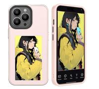 Youery Ink Screen Coque de Protection Compatible avec iPhone 15,Image personnalisée AI Coque de téléphone cellulaire Basique, TPU Caoutchouc Coque de Protection (Rose, iPhone14 Pro Max)