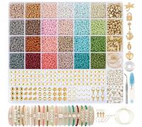 Youery Lot de 12 000 perles colorées de 3 mm pour bracelets, perles à enfiler avec lettres de l'alphabet, mini perles de rocaille pour enfants, vacances, anniversaires, fêtes