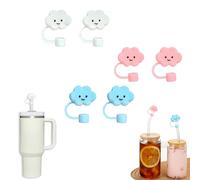 Youery Lot de 6 Embouts en Silicone pour Pailles en Forme de Nuage - Blancs,bleu, rose Couvercles Anti-poussière pour Gobelets de 30/40 Oz - Compatible Pailles de 10mm