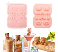 Youery Moule à glaçons ours, 4 3D Ours Moule En Silicone,Bac a Glacons en Silicone,Sans BPA,Flexible,Bacs à Glaçons bebe Pour boissons réfrigérées, whisky, cocktails, jus, chocolat,Nourriture Bébé