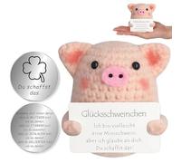 Youery Porc Chanceux, Mini Motivantes Tricotée, Clover Lucky Charm, Cadeau Mutmateur, Rigolo Créatifs Peluche Cadeaux pour Famille Homme Femme Enfant Couple Collegue