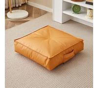 YOUGANG Coussin Rehausseur en Faux Cuir, Coussin de Siège Carré Portable Épais, Coussin de Siège Imperméable pour Chaise de Jardin Extérieure, Coussin pour Fauteuil Roulant pour Personnes Âgées (Jaune