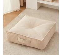 YOUGANG Coussin rehausseur très épais 15 cm, rond/carré 100 % coton pour fauteuil, voiture, bureau, chaise pour personnes âgées post-opératoire, fauteuil roulant (carré beige, 60 x 60 x 15 cm)