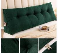 YOUGANG Grand coussin de lecture triangulaire - Coussin de soutien lombaire - Tatami, taille, dossier, tête de lit, coussin sans tête de lit - Décoration de traversin arrière (vert foncé, 150 x 23 x