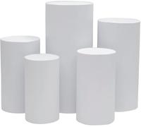 YOUGANG Lot de 5 housses en élasthanne pour colonnes cylindriques en métal, en élasthanne, housses de table de dessert pour fête prénatale, fête d'anniversaire, mariage (blanc)