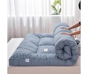 YOUGANG Matelas futon japonais en polyester pour lit double, fermeté moyenne, bleu, 100 x 200 cm