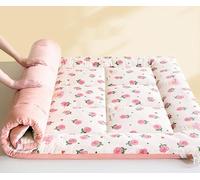 YOUGANG Matelas futon japonais rembourré, pliable et portable, enroulable pour sol doux, pour sol d'invités, camping, voyage (rose, 120 x 200 cm)