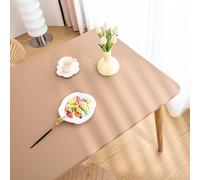 YOUGANG Nappe rectangulaire ajustée en similicuir avec bord élastique - Imperméable - Résistante à la chaleur - Facile à nettoyer - Pour extérieur et intérieur - Café clair - 90 x 140 cm