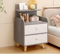 YOUGANG Table de chevet moderne en bois avec tiroirs et serrure, petits espaces avec étagère de rangement ouverte, table d'appoint pour canapé, chambre à coucher, salon, bureau (pin Morandi, E)