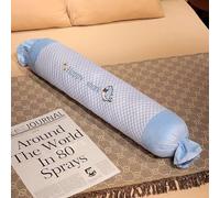 YOUGANG Traversin rond pour le cou cervical 90/130 cm de long, coussin de grossesse, joli coussin décoratif en forme de bonbon avec housse amovible (bleu, 130 cm)