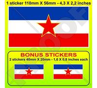 YOUGOSLAVIE SFR Drapeau, République fédérative socialiste RSFY Yougoslave, 110mm Vinyle Autocollant, x1+2 Bonus Stickers