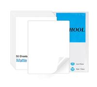 YOUHOOL Lot de 50 feuilles de papier autocollant en vinyle mat imperméable pour imprimante à jet d'encre et Cricut Maker 21,6 x 27,9 cm