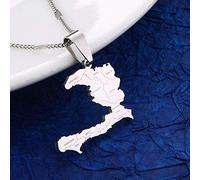 YOUHU Collier Carte Femme, Argent Haïti Carte Pendentif Dames Carte Élégant Vintage Colliers Egypte Bijoux Collier pour Anniversaire Noël Cadeaux De Fête d'anniversaire, 50 Cm