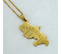 YOUHU Collier Carte Femme,Or Martinique Carte Pendentif en Lettre Carte Contour Bijoux De Mode Accessoires Hip Hop Anniversaire Noël Cadeau Unisexe, Chaîne 60 Cm