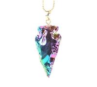 YOUHU Colliers À Pendentif en Pierre,Mode Unisexe Coloré Pointe De Flèche Naturelle Tourmaline Pendentif Pierre Précieuse À La Mode Chaîne De Perles Dorées Bijoux Cadeau De Fête pour Garçons Filles