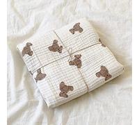 Youihom Couverture Enfant Doux Confortable Gaze Coton Lange Bébé Animé Motif Ours Impression Emmaillotage Fille Garçon Unisexe Cadeau Nouveau-né Tout-Petit Serviette de Bain (150x130cm)
