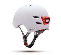 YOUIN MA1011 Casque LED vélo Trottinette électrique Rechargeable Taille L 58-61cm Blanc Noir sécurité Urbaine homologué EN1078 Confortable Ajustable.