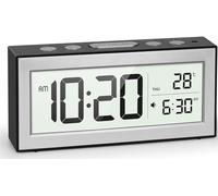 YouJabz Réveil numérique avec affichage LED, réveil de chevet alimenté par piles avec veilleuse, 5 horaires d'alarme, répétition, réglage automatique de la luminosité, calendrier, cadeau de rentrée